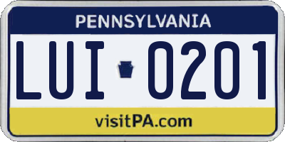 PA license plate LUI0201