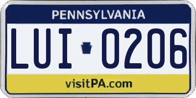 PA license plate LUI0206