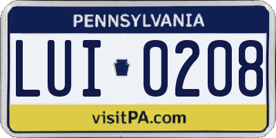 PA license plate LUI0208