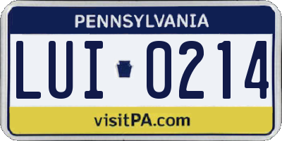 PA license plate LUI0214