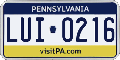 PA license plate LUI0216