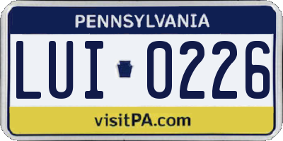 PA license plate LUI0226