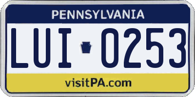 PA license plate LUI0253