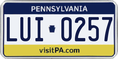 PA license plate LUI0257