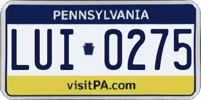 PA license plate LUI0275