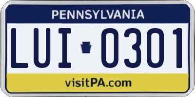 PA license plate LUI0301