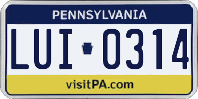 PA license plate LUI0314