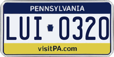 PA license plate LUI0320