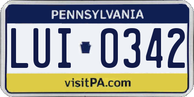 PA license plate LUI0342
