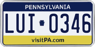 PA license plate LUI0346