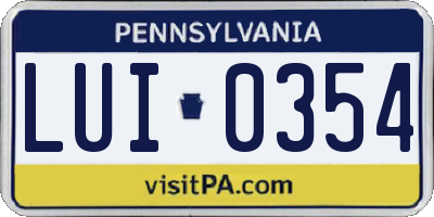 PA license plate LUI0354