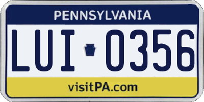 PA license plate LUI0356
