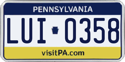 PA license plate LUI0358