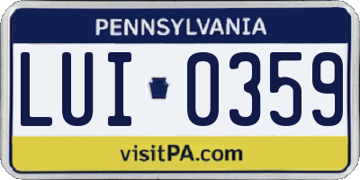 PA license plate LUI0359