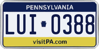 PA license plate LUI0388