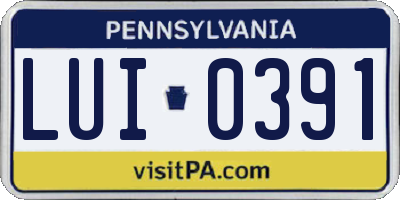 PA license plate LUI0391