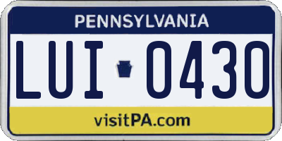 PA license plate LUI0430