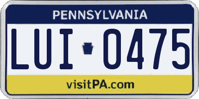 PA license plate LUI0475