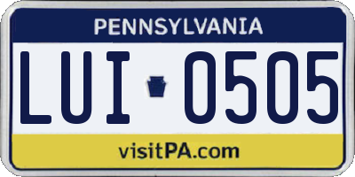 PA license plate LUI0505