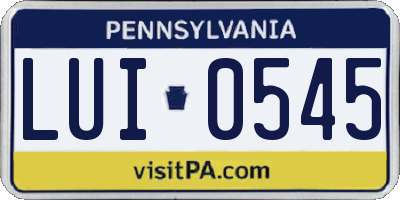 PA license plate LUI0545
