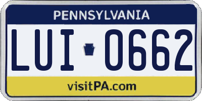 PA license plate LUI0662