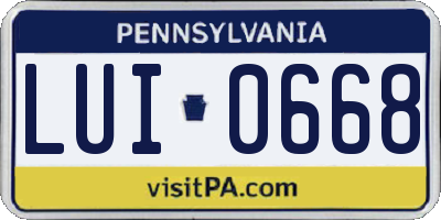 PA license plate LUI0668