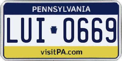 PA license plate LUI0669