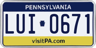 PA license plate LUI0671