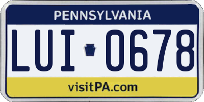 PA license plate LUI0678