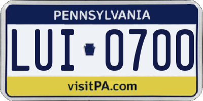 PA license plate LUI0700