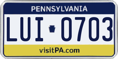 PA license plate LUI0703