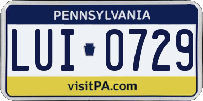 PA license plate LUI0729