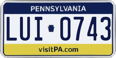 PA license plate LUI0743