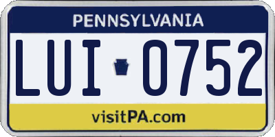 PA license plate LUI0752