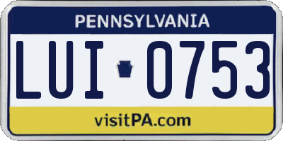 PA license plate LUI0753