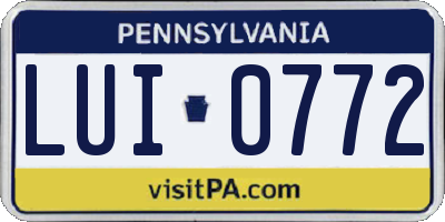 PA license plate LUI0772