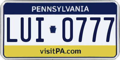 PA license plate LUI0777