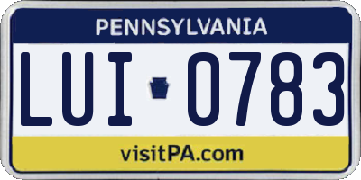 PA license plate LUI0783