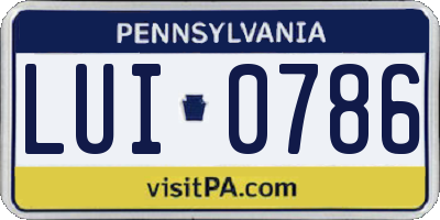PA license plate LUI0786