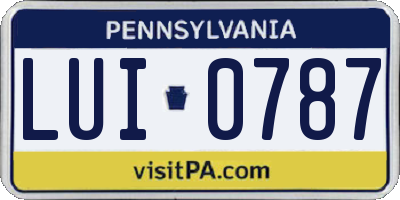 PA license plate LUI0787