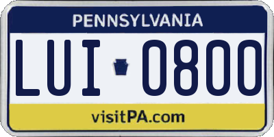 PA license plate LUI0800