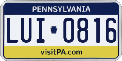 PA license plate LUI0816