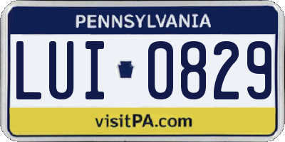 PA license plate LUI0829