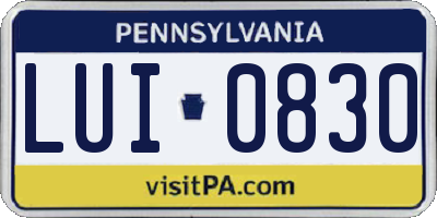 PA license plate LUI0830