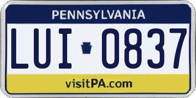 PA license plate LUI0837
