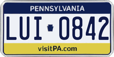 PA license plate LUI0842