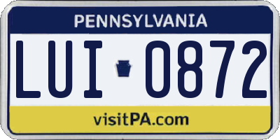 PA license plate LUI0872