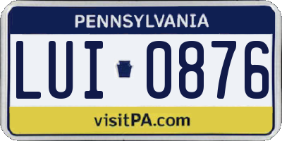 PA license plate LUI0876
