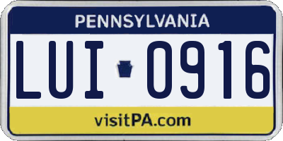 PA license plate LUI0916