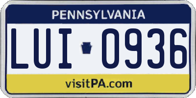 PA license plate LUI0936